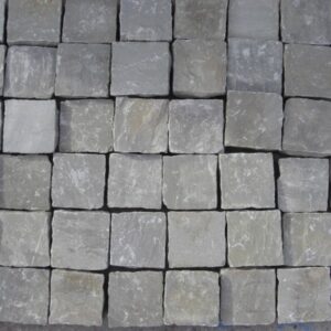 Indian stone setts 100mm x 100mm x 50mm light grey